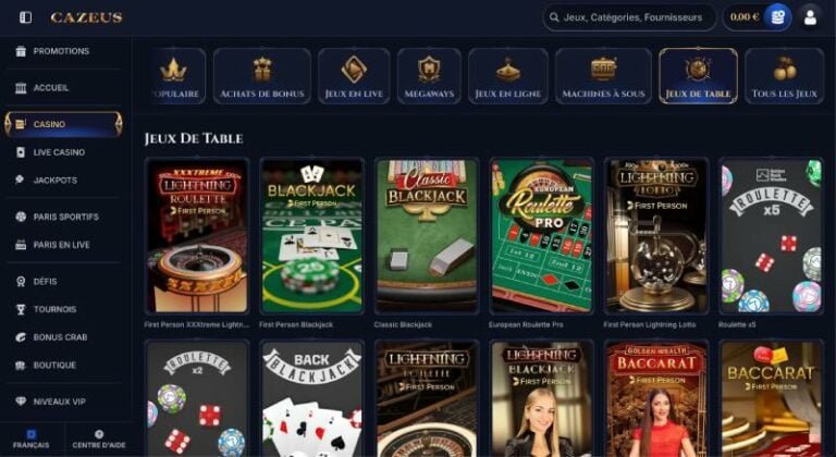 Cazeus casino en ligne à France